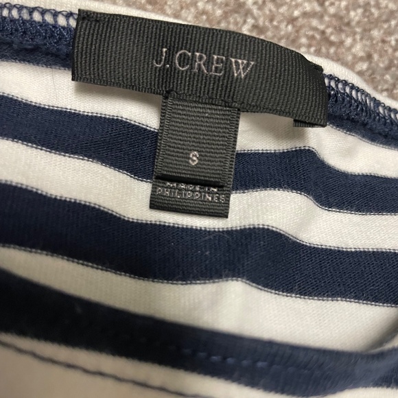 J. Crew Shirt Women’s S Navy White Striped Ruffled Sleeves 100% Cotton Classic! - Picture 2 of 10